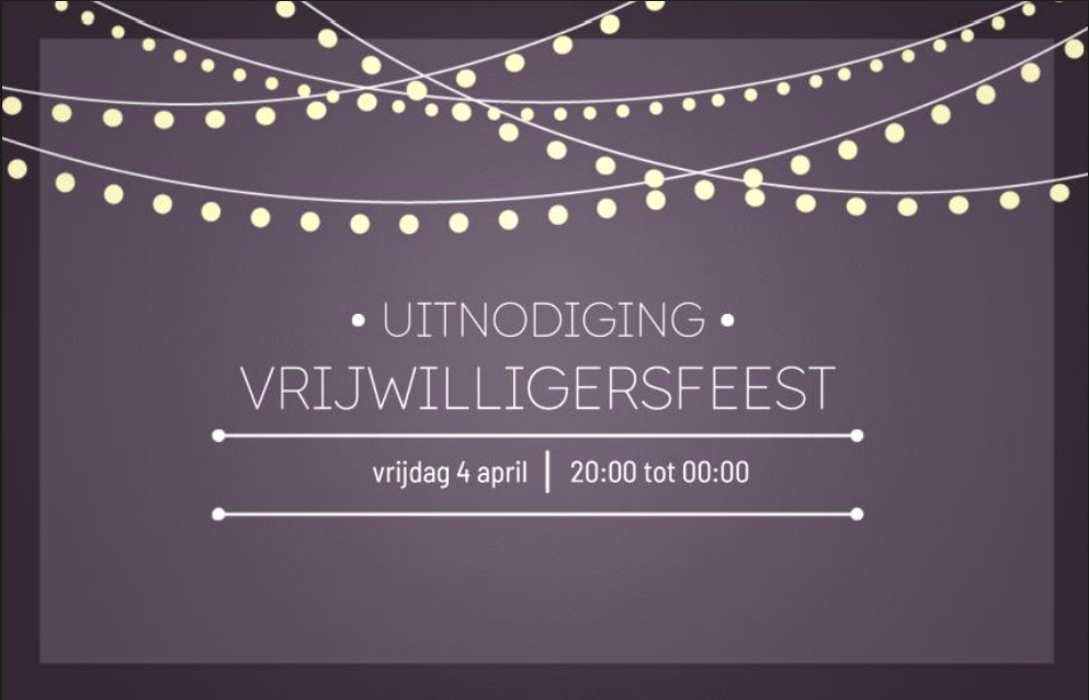 Uitnodiging vrijwilligersfeest